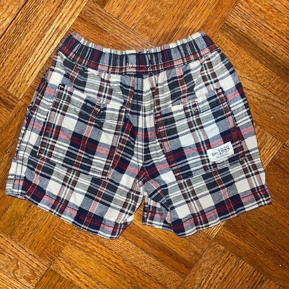 Red white and blue madras plaid shorts 6-9 months